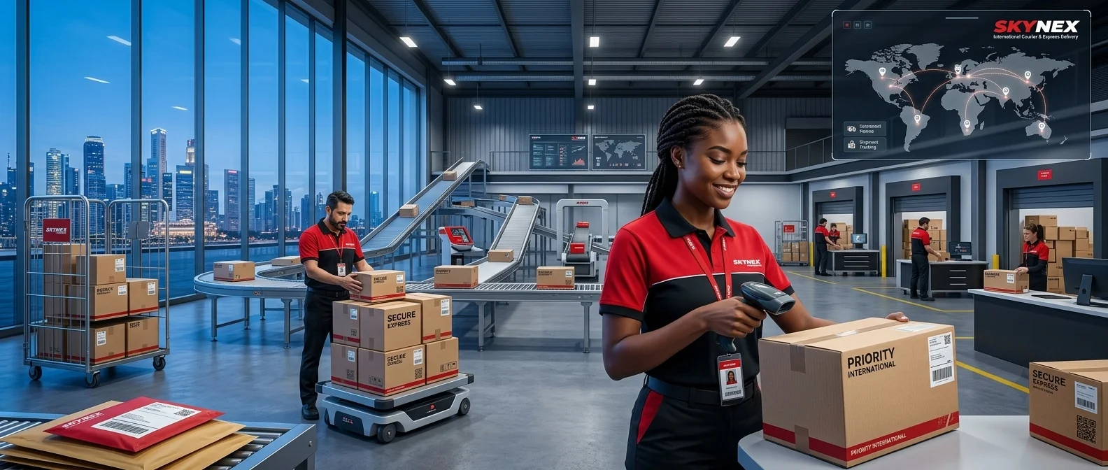 International courier parcels ready for dispatch