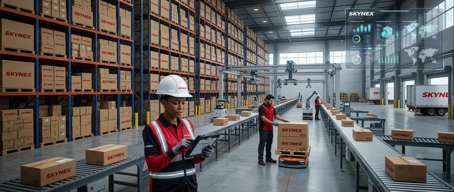 Organized warehouse storage aisles